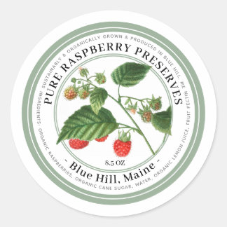 Jelly Label med Vintage Raspbär Illustration Runt Klistermärke