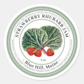 Jelly Label med Vintage Strawberry Rhubarb Runt Klistermärke