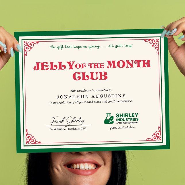 Jelly of the Month Certificate Poster (Skapare uppladdad)