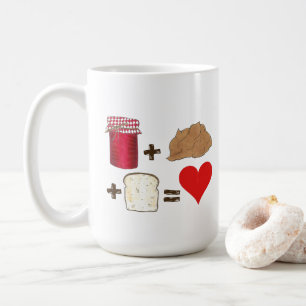 Jelly + peanut Butter + Bread = Kärlek Heart Kaffemugg