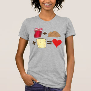 Jelly + peanut Butter + Bread = Kärlek Heart T Shirt