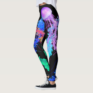 Jellyfish 2.0 on Black - Leggings