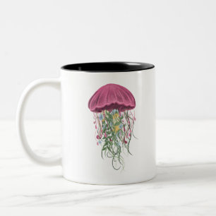 Jellyfish and Flowers Två-Tonad Mugg
