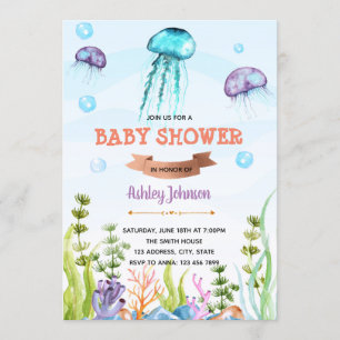 Jellyfish babyduschinbjudan inbjudningar