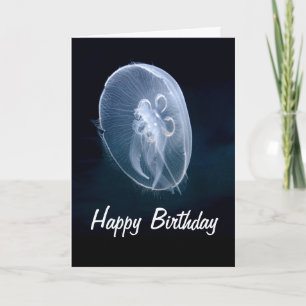 Jellyfish Bright Translucent Blue Birthday Kort