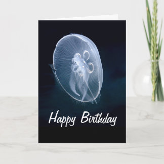 Jellyfish Bright Translucent Blue Birthday Kort