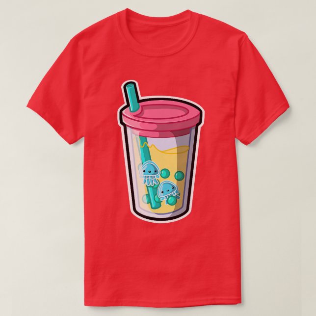 Jellyfish Bubble Tea Aditable Kawaii Animal Cute B T Shirt (Design framsida)