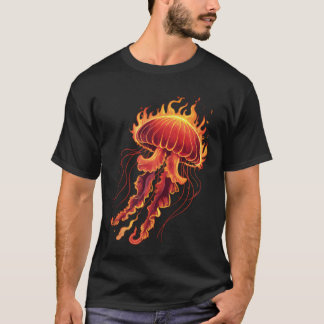 Jellyfish Cute Kawaii On Fire T Shirt