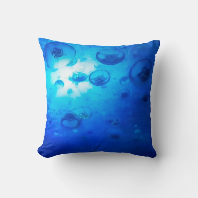 Jellyfish Deep Blue Kudde (Framsida)