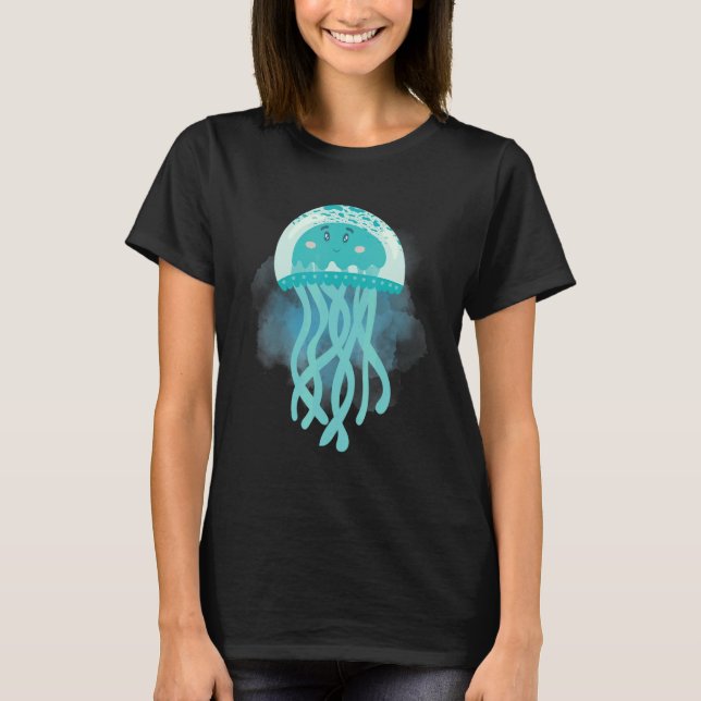 Jellyfish Deep Ocean Creatand Rift Life T Shirt (Framsida)