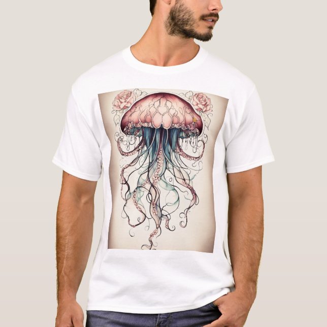Jellyfish Dreams: Ocean's Gentle Glider" T Shirt (Framsida)
