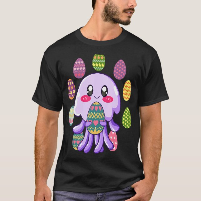 Jellyfish Egg Hunting Påsk Day Cute Animal Boys T Shirt (Framsida)