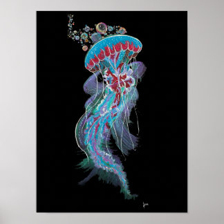 Jellyfish Fine Art Print "Deep Descent" Poster