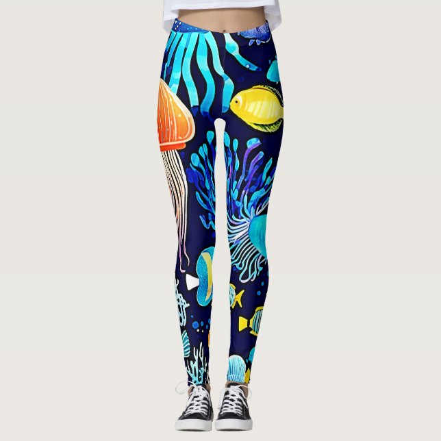 Jellyfish & Fish: Deep Sea Delight Leggings (Framsida)