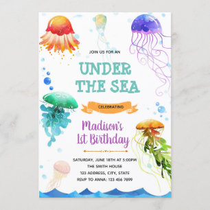 Jellyfish födelsedagsdag, inbjudan till temaparty