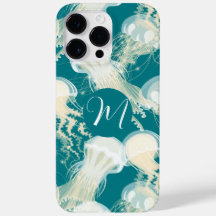 Jellyfish in Blue Ocean Summer Season Monogram