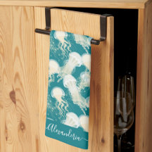 Jellyfish in Blue Ocean Summer Season Monogram