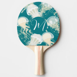 Jellyfish in Blue Ocean Summer Season Monogram Pingisracket