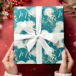 Jellyfish in Blue Ocean Summer Season Monogram Presentpapper