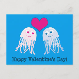 Jellyfish Kärlek Glad Alla hjärtans dag Helg Vykort