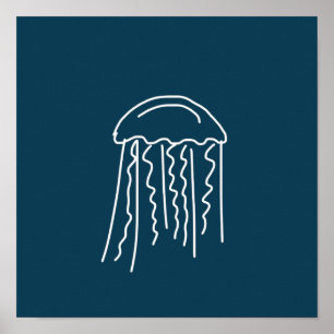 Jellyfish Marine life modern Poster