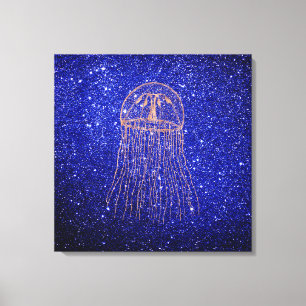 Jellyfish Marine Sea Ocean Life Rosa ros Guld Canvastryck