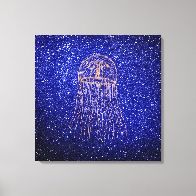 Jellyfish Marine Sea Ocean Life Rosa ros Guld Canvastryck (Framsida)