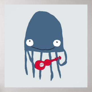Jellyfish med Ukelele Poster i marinen