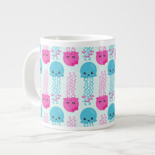 Jellyfish Mönster, Cute Jellyfish, Sea Animals Jumbo Mugg
