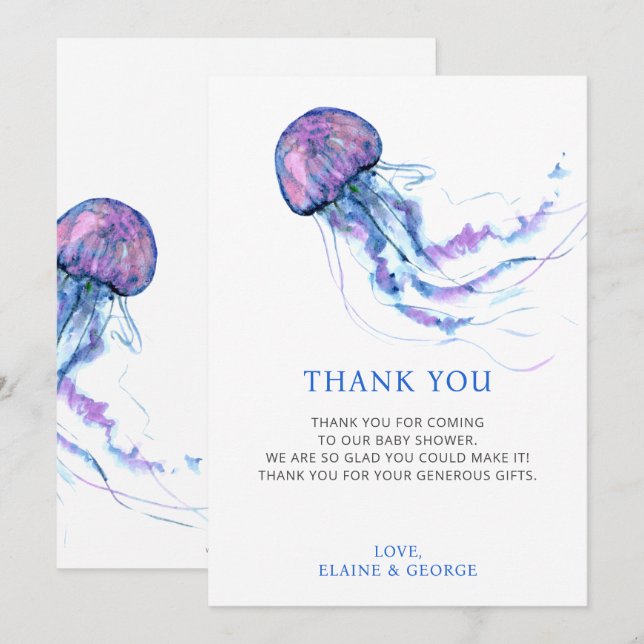 Jellyfish Ocean Beach under Sea Baby Shower Tack Kort (Fram/baksida)