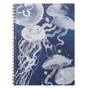 Jellyfish on Navy Background Anteckningsbok