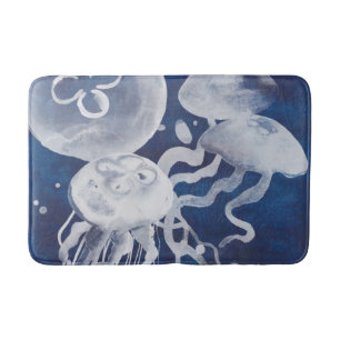 Jellyfish on Navy Background Badrumsmatta
