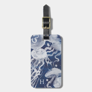 Jellyfish on Navy Background Bagagebricka