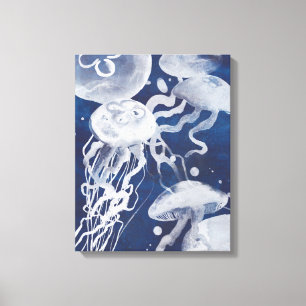 Jellyfish on Navy Background Canvastryck