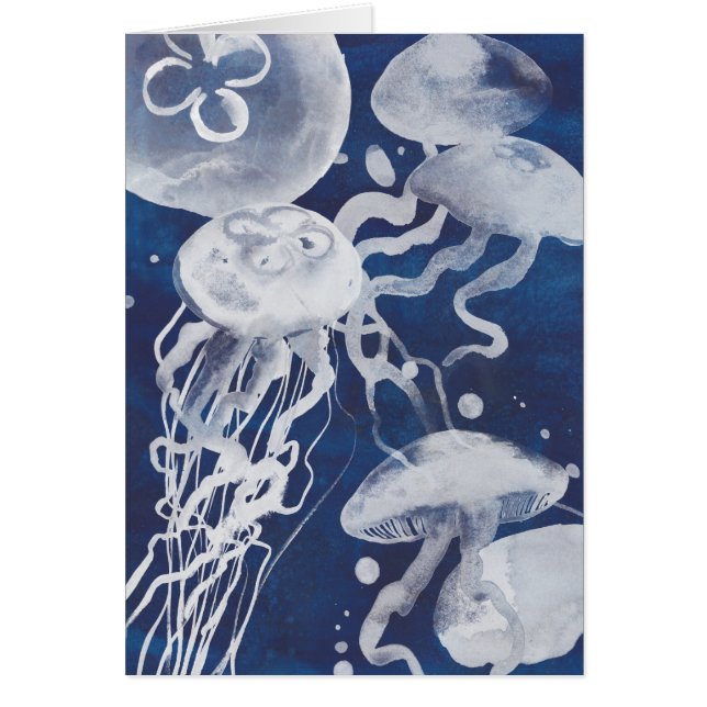Jellyfish on Navy Background Hälsningskort (Framsidan)