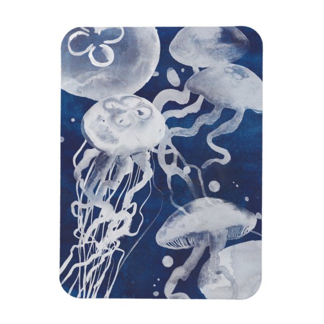 Jellyfish on Navy Background Magnet (Vertikal)