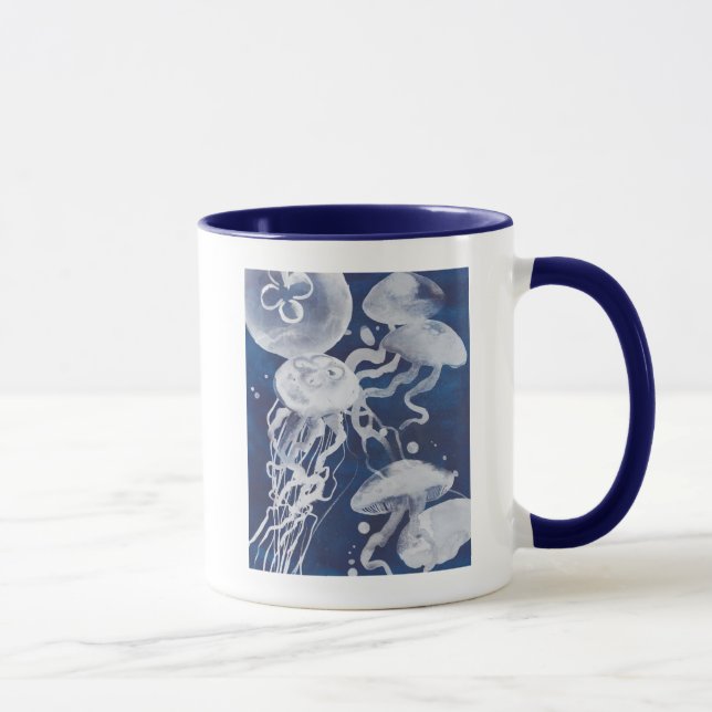 Jellyfish on Navy Background Mugg (Höger)