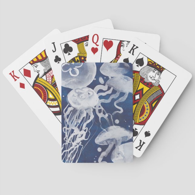 Jellyfish on Navy Background Spel Kort (Baksidan)