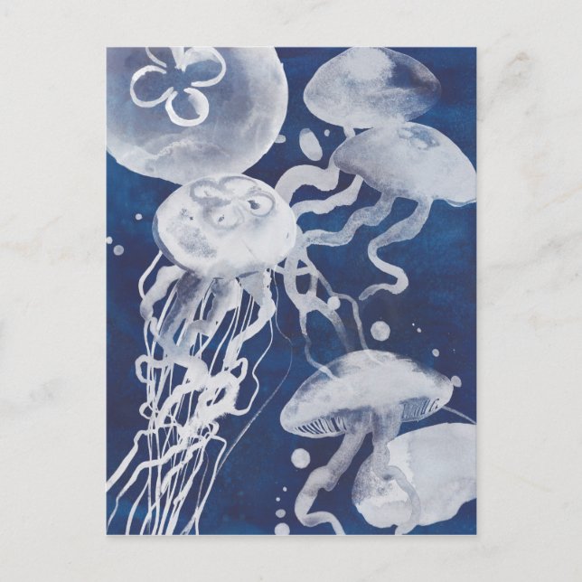 Jellyfish on Navy Background Vykort (Framsida)