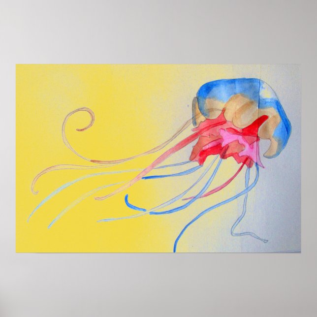 Jellyfish on the sand original art illustration poster (Framsidan)