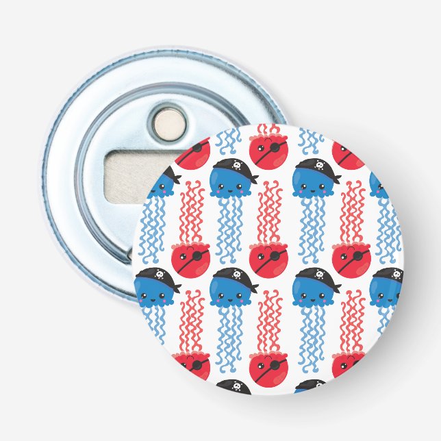 Jellyfish, pirat, Jellyfish Mönster, Sea Animals Flasköppnare (Framsidan)