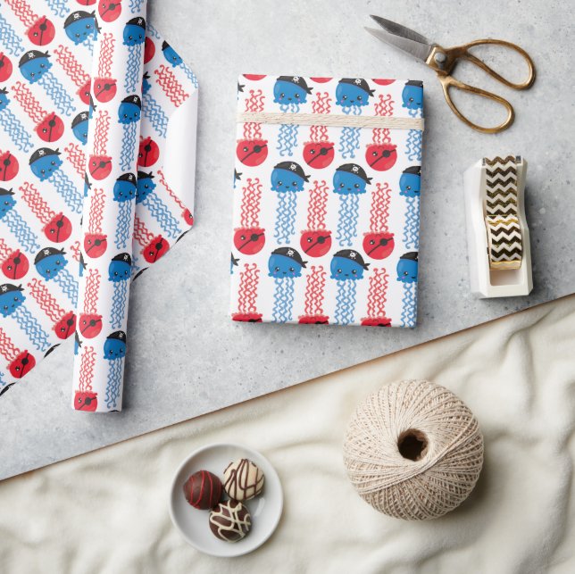 Jellyfish, pirat, Jellyfish Mönster, Sea Animals Presentpapper (Hantverk)