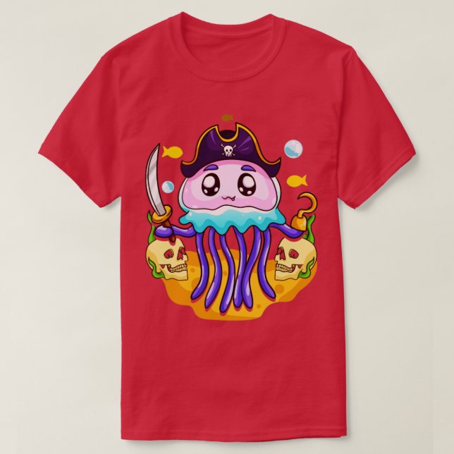 Jellyfish Pirat Party Day T Shirt (Design framsida)