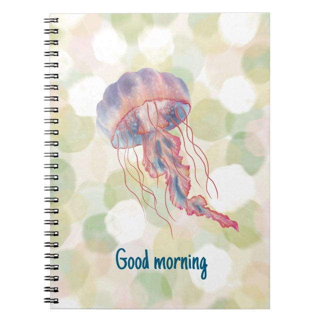 Jellyfish-Qualle-Watercolor-Stile Anteckningsbok (Framsidan)