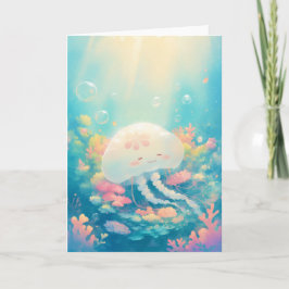 Jellyfish Resting on Coral Reef Kort