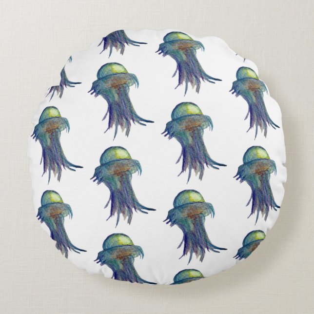 Jellyfish Rund Kudde (Framsidan)
