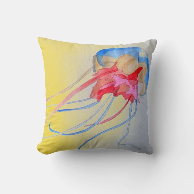 Jellyfish sea creature original art illustration kudde (Framsida)