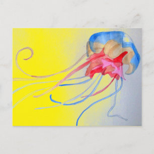 Jellyfish sea creature original art illustration vykort