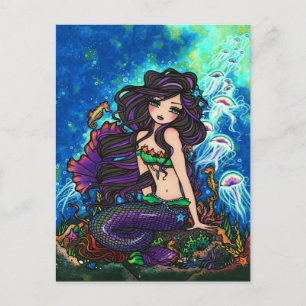 Jellyfish Sjöjungfru Fantasy Marine Art Postcard Vykort