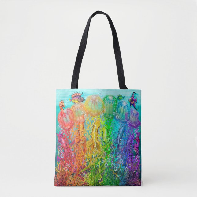 Jellyfish Squids Tote Bag Tygkasse (Framsida)